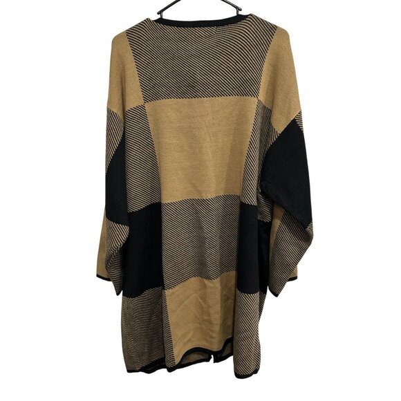 Birch NY NWT Tan Black Plaid Acrylic Cardigan Sweater Front Clasp Closure Sz 3X - Picture 2 of 9
